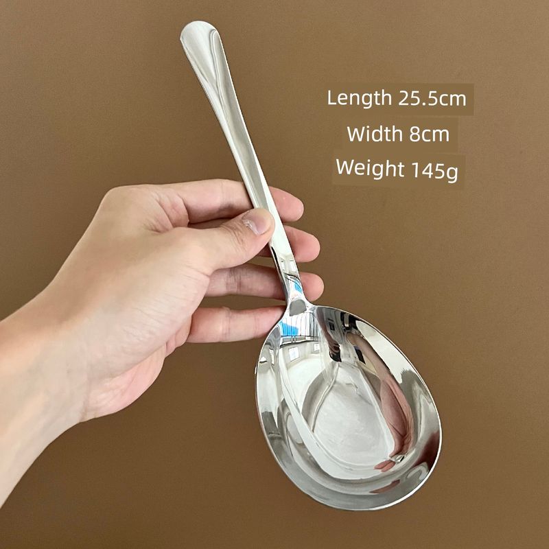 Steel Spoon, Frying Spoon, Long-Handled Spoon, Large Soup Spoon, Serving Spoon, Public Spoon, Kitchen Household Spoon, Kitchen Utensil Spatula