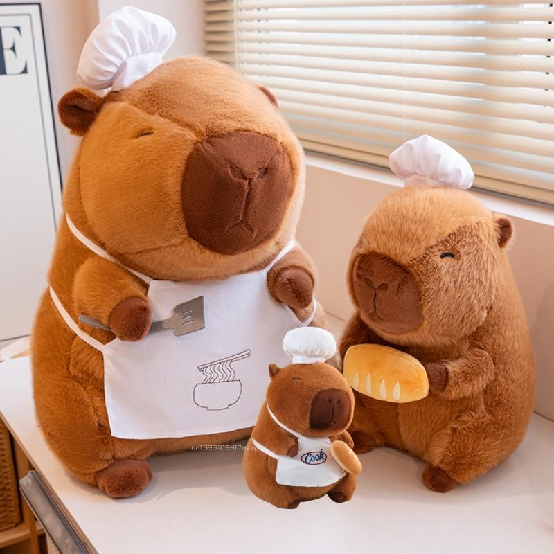 28-50Cm Cook Capybara Plush Simulation Baker Kapibala Anime Fluffty Toy Cute Bread Doll Stuffed Animals Soft Doll Xmas Gift