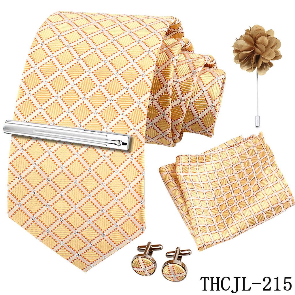 Men'S Business Dress Tie 5-Piece Groom Best Man Dress Accessories Gaowei Dense Jacquard Tie Worker