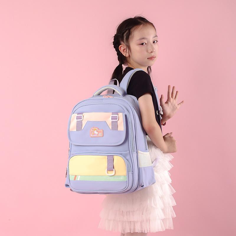 Tide Large Capacity Children'S Backpack Foreign Color Contrast Boys And Girls Backpack Kindergarten Primary School Bag