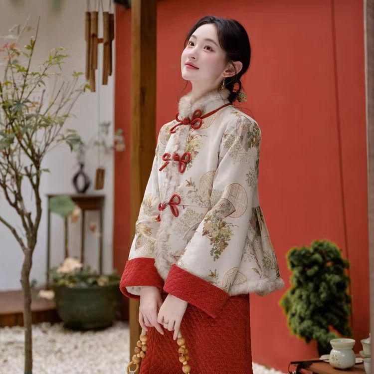 2025 New Year National Style Women's Skirt Set: High-End Autumn/Winter Cheongsam Outfit