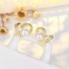 Sweet Love Heart Sparkle Peach Heart Student Earrings Girl Earrings Hundred with Girlfriends