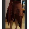 Women's Faux Suede Skirt Boho High Waist Irregular Handkerchief Hem Tie Front Tassel Mid Calf Length Western Style