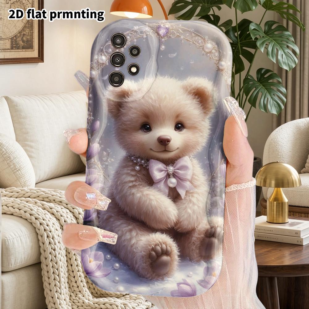 Phone Case: 2D Flat Samsung Galaxy A34 A35 M05 M06 S20 S22 S21 FE Plus 5G Protective Case, Couple Style, Amethyst Bear, Christmas and Halloween Gift