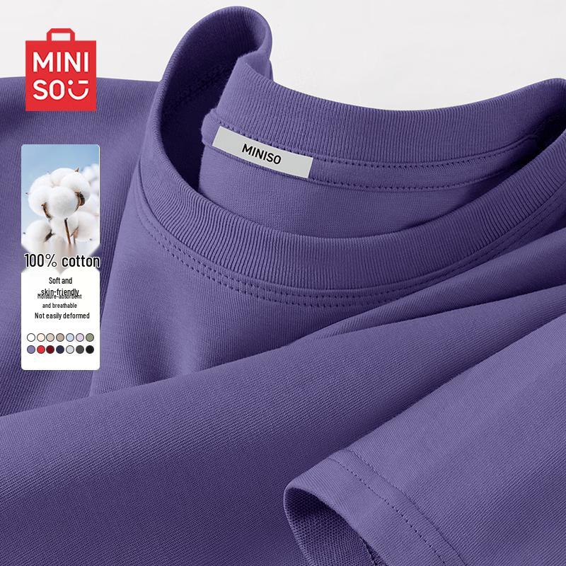 MINISO Men s Heavyweight Cotton Short Sleeve T-Shirt 5XL