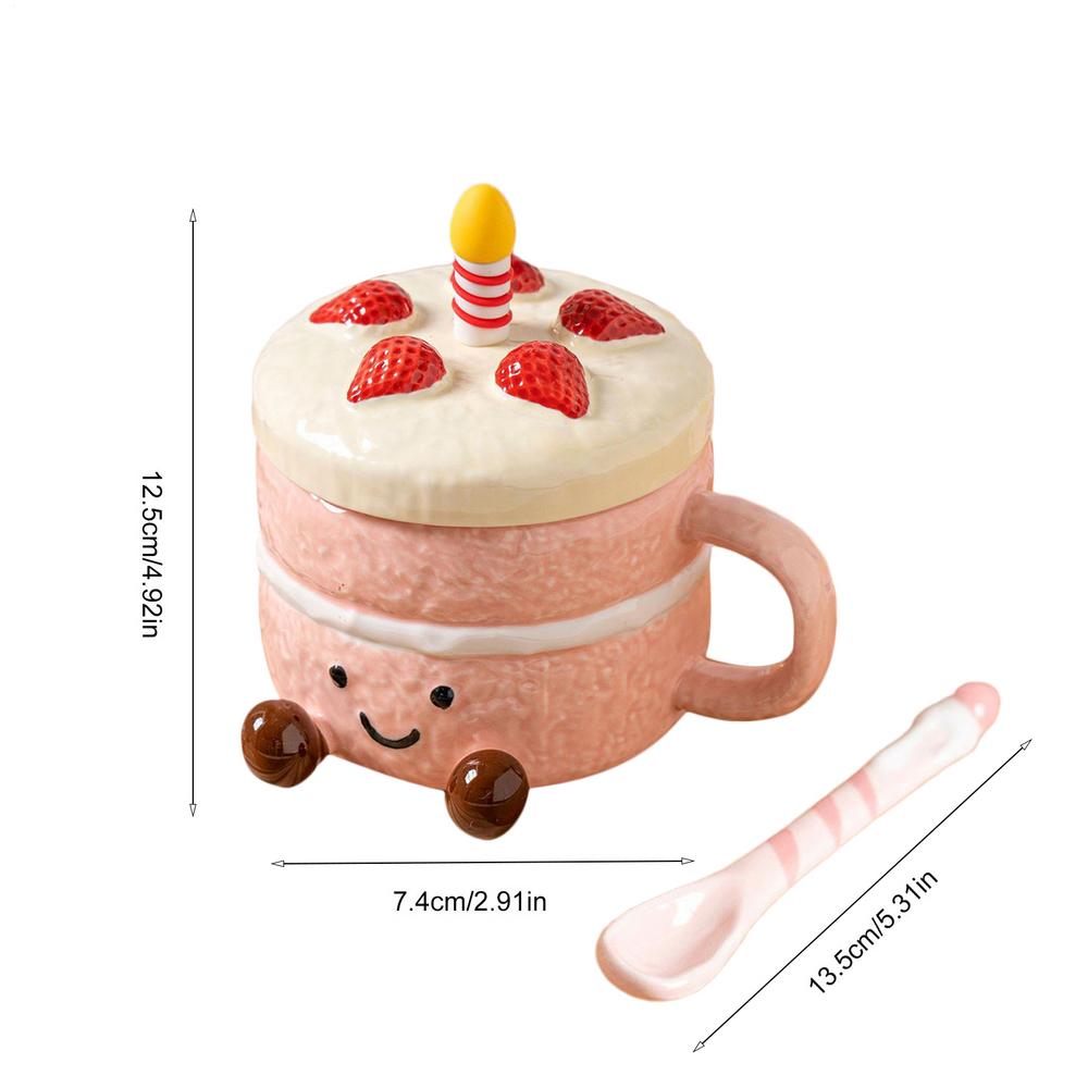 

400ml Ceramic Novelty Feet Coffee Mugs Cute Dessert Cake Shaped Coffee Cup Candle Shaped Mixing Spoon Aesthetic Mug Tea Cup 400ml рожевий