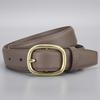 Womens Genuine Leather Belt With Gold-Tone Pin Buckle Slim Fit Jeans Trousers Stylish Casual Accessory