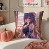 Game Genshin Keqing Cushion Cover Pillowcase Short Plush Invisible zipper Room Sofa Cushion Cover
