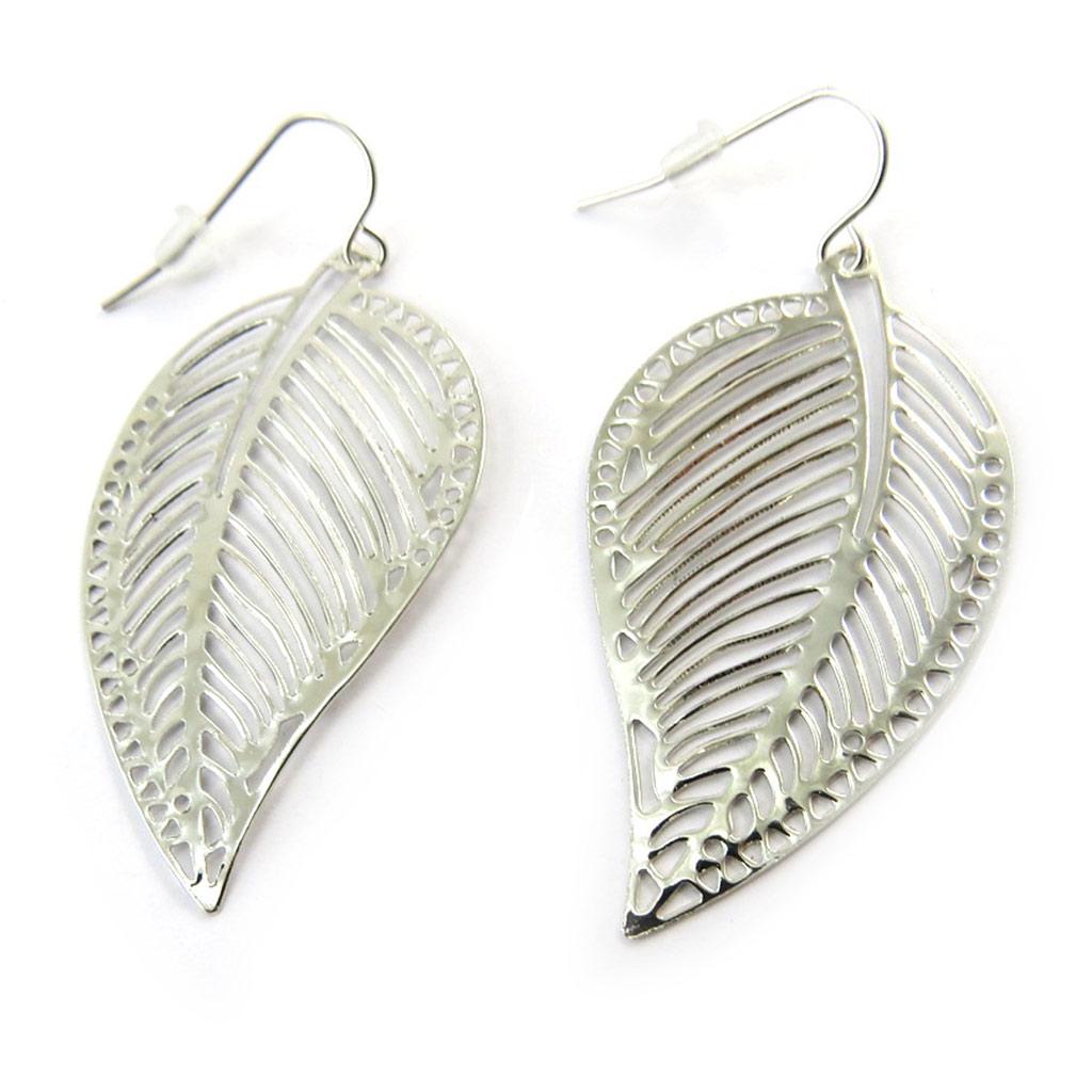 Les Trésors De Lily [N3498] - Silver 'Gold Leaf' Earrings