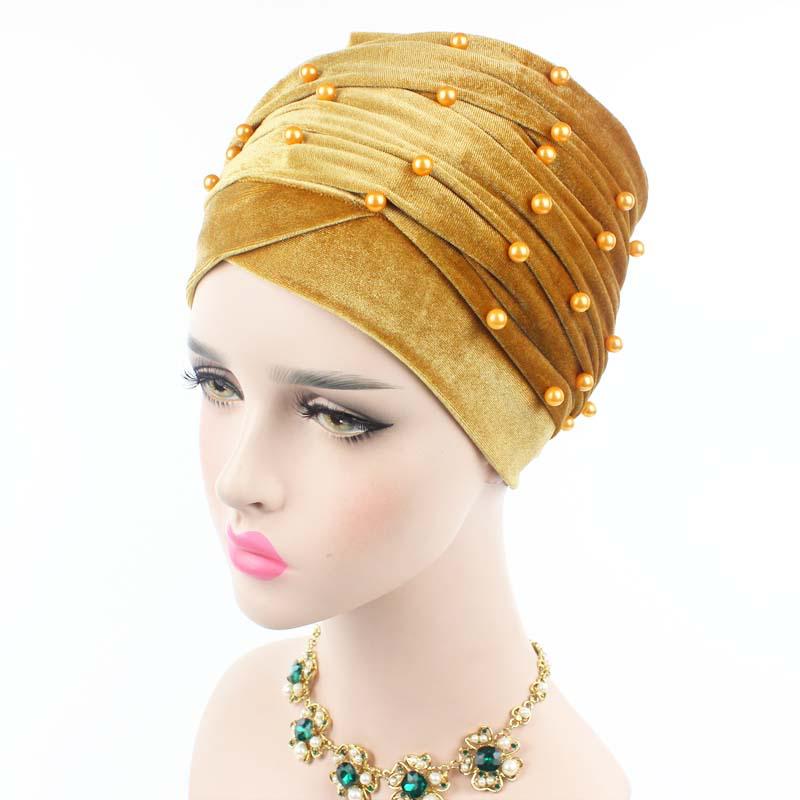 Rhinestone African Head Wraps Scarf Velvet Women'S Turban Caps Muslim Headscarf Bonnet Lady Wrap Head Scarves Turbante Mujer