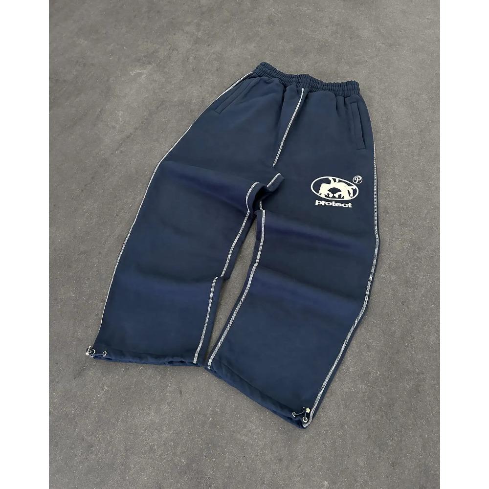 Pantaloni a gamba larga in vita alta di tendenza americana da uomo Y2K Harajuku Hip-Hop Joker Casual