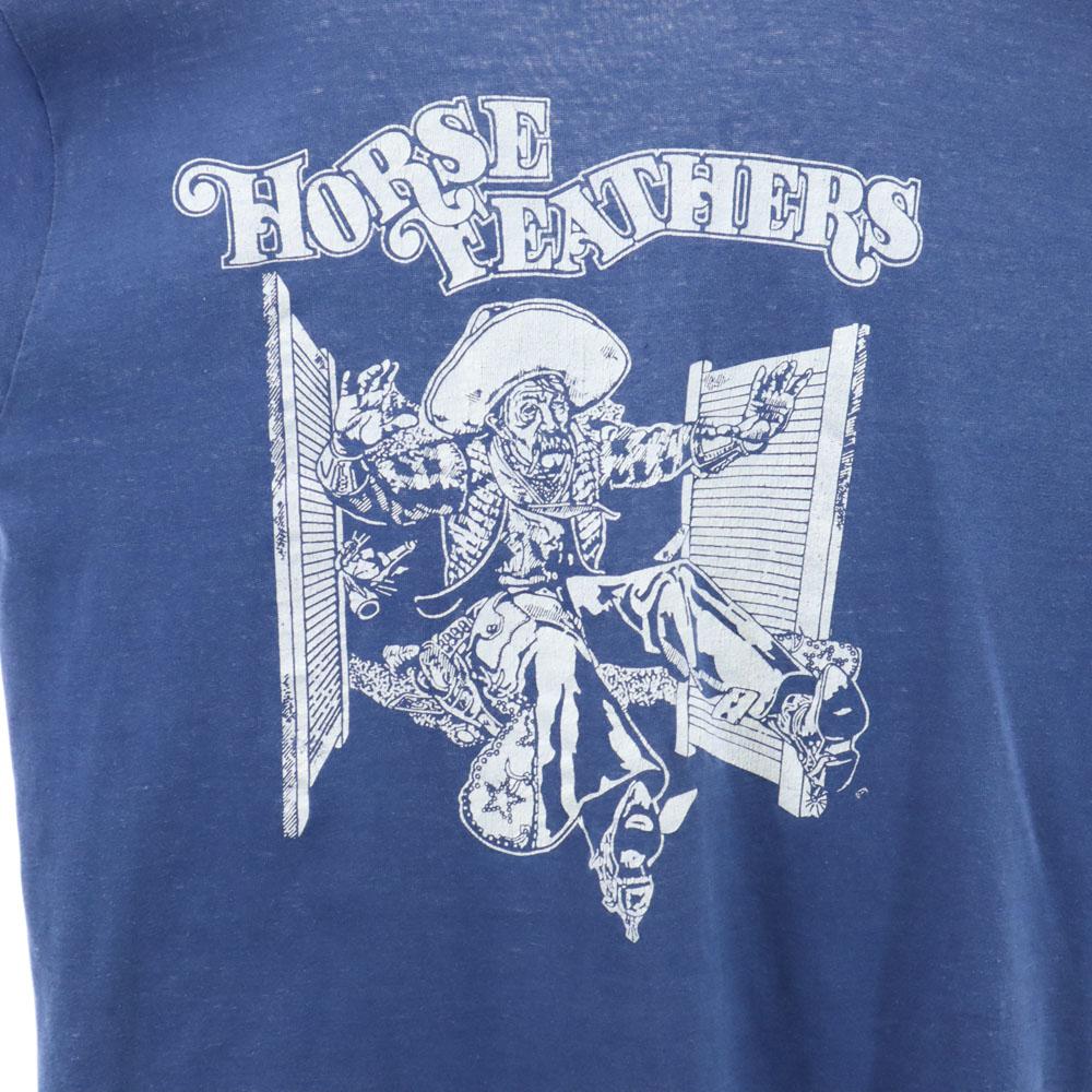 Vintage 70s 80s Print Short Sleeve T-shirt Blue Women Used