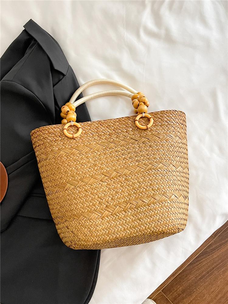 

2025 новый продукт ниша для отдыха стиль отпуска портативная плетеная сумка большая вместимость для поездок на работу простая мода сумка-корзина для овощей хаки