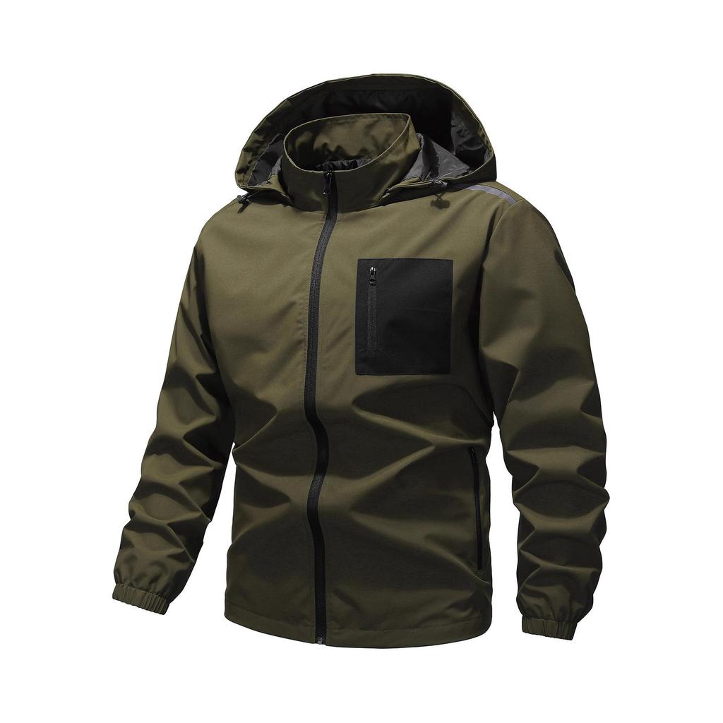 Chaqueta Deportiva para Hombre de Primavera y Otoño, Chaqueta Casual Versátil Cortavientos con Capucha