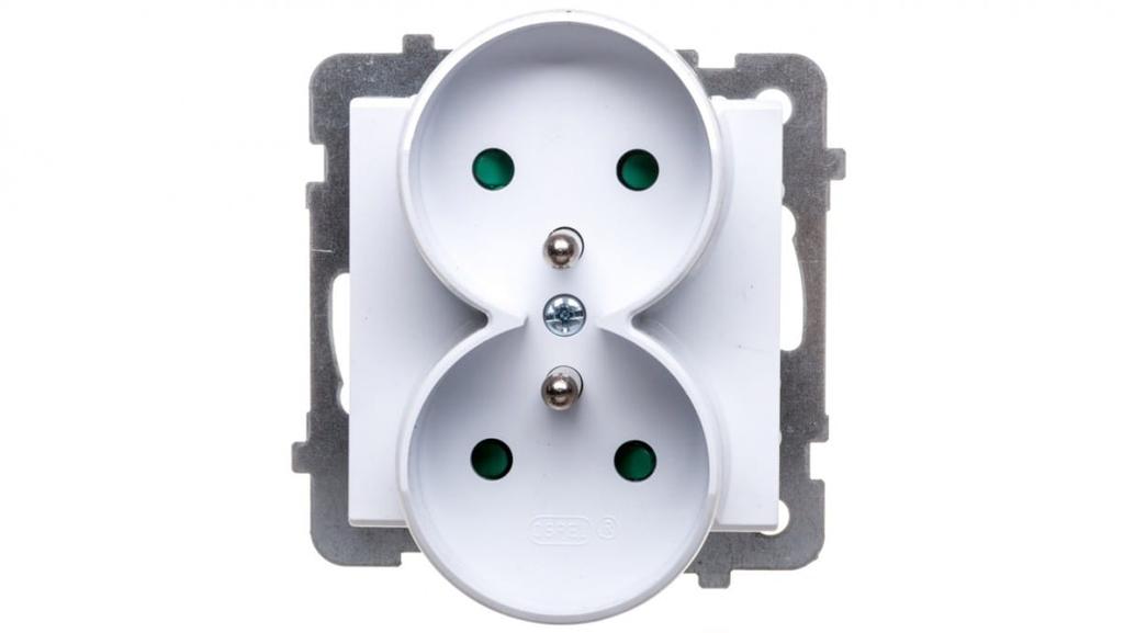 Sonata Double Socket Z/U With Shutters White Gp-2Rrzp//00