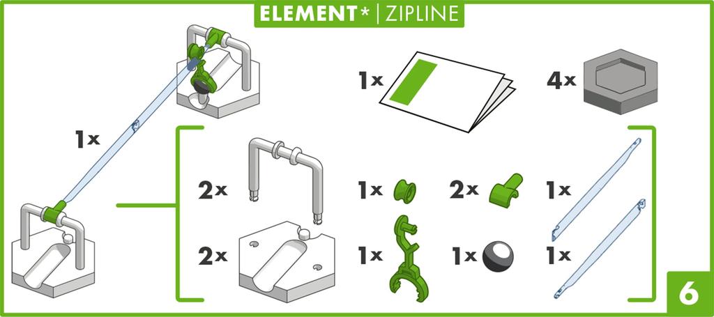 Ravensburger Marmurowy bieg (Zabawka tor kulkowy) GraviTrax Zjazd Tyroliczką Dodatkowe Elementy 27472 7 (Wiek 8+) [Zabawka edukacyjna, Prezent na urodziny/Boże Narodzenie]