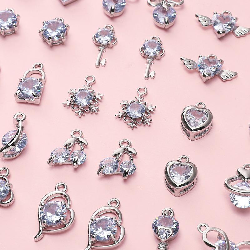 Alloy Zircon Love Butterfly Snowflake Pendant DIY Beaded Handmade Bracelet Necklace Ornament Accessories