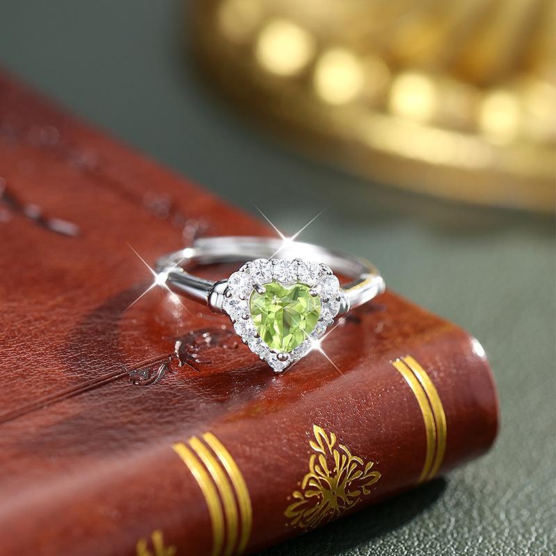 Natural Gemstone S925 Silver Ring, Twisted Arm Design, Women's Adjustable Fashion Jewelry