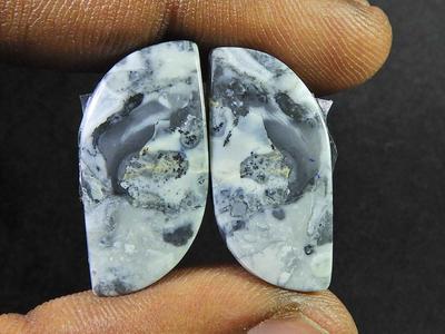 24Ct. Naturalny jaspis Maligano (12mm X 24mm każdy) Elegancka Para Cabochonów SK-2805