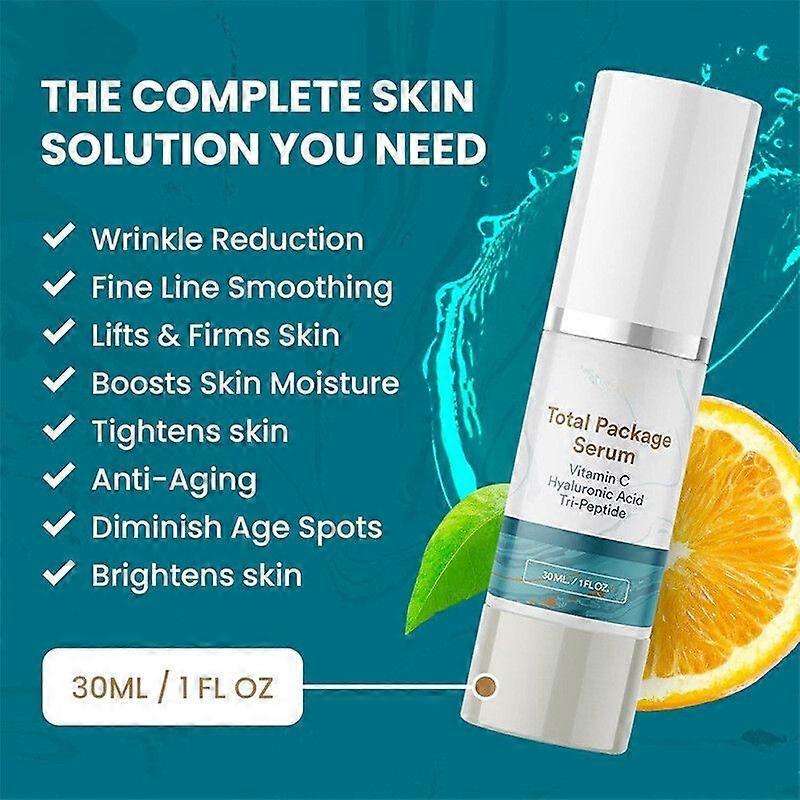 Komplettes Serum-Paket: All-in-One-Serum mit Vitamin C, Hyaluronsäure und Peptiden für das Gesicht – Anti-Aging, aufhellend und feuchtigkeitsspendend, 30 ml