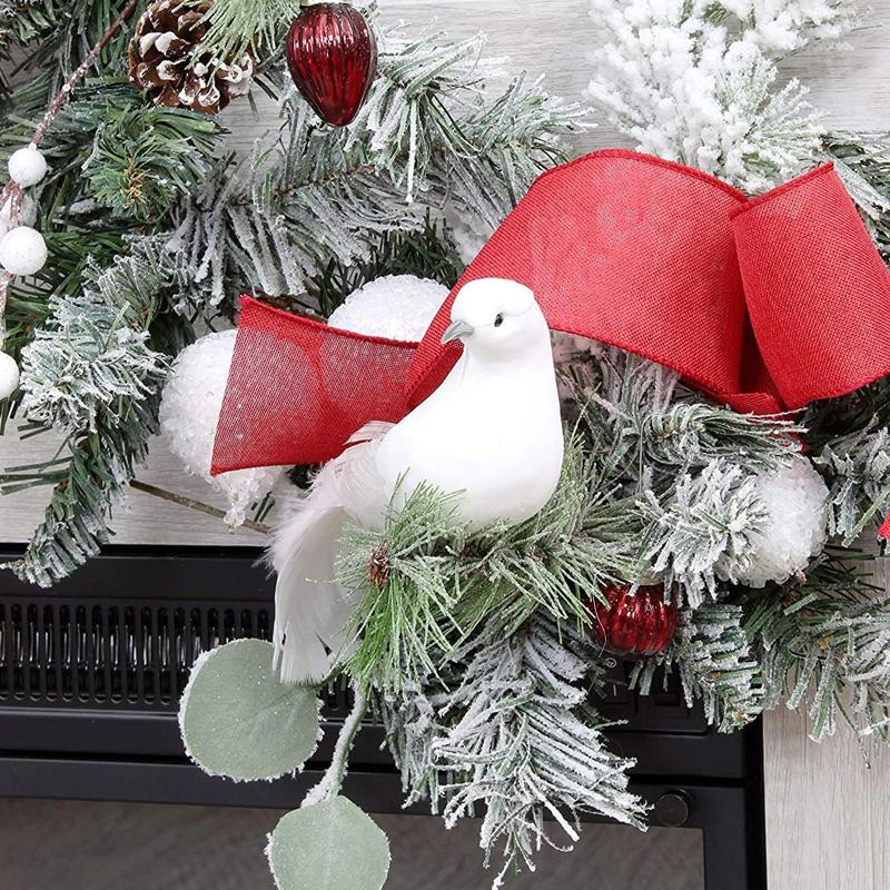 12stk Fake Bird White Doves Juleboligdekorasjon Duer Skum