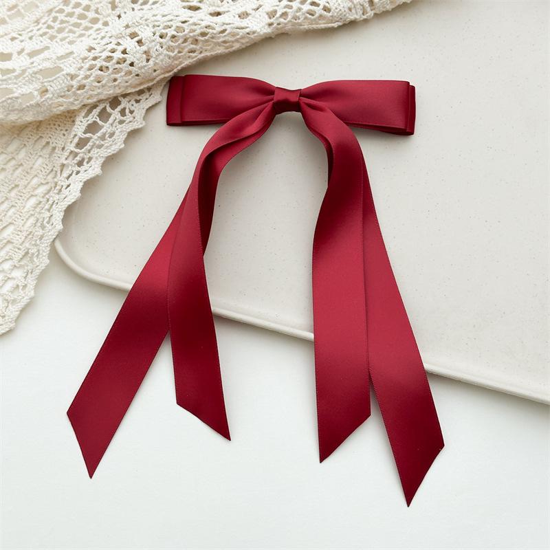 Women's Double-Layer Bow Ribbon Tassel Hair Clip - Woven Long Hair Tie Duckbill Accessory