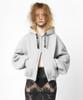 Milk Ash And Dolls V-Shaped Oversized Zip-Up Hoodie - Melange