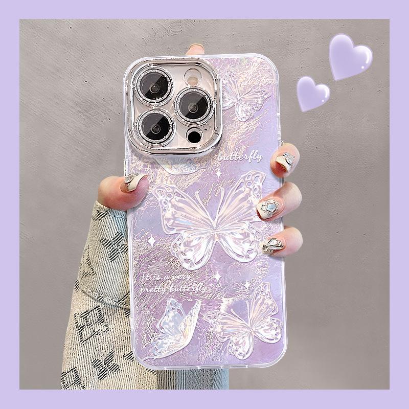 Super Fairy Butterfly Is Suitable for Apple 16pro Phone Case 15, Full Cover Lens Film 14, Glacier Pattern 13, Spring/summer 12/11, Female