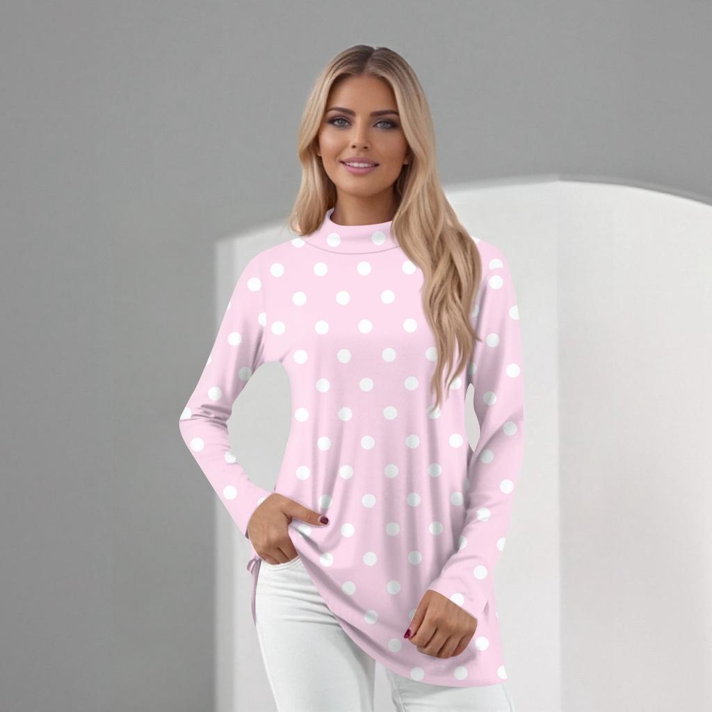 Women's Daily Casual Long Sleeve Mid Collar Top