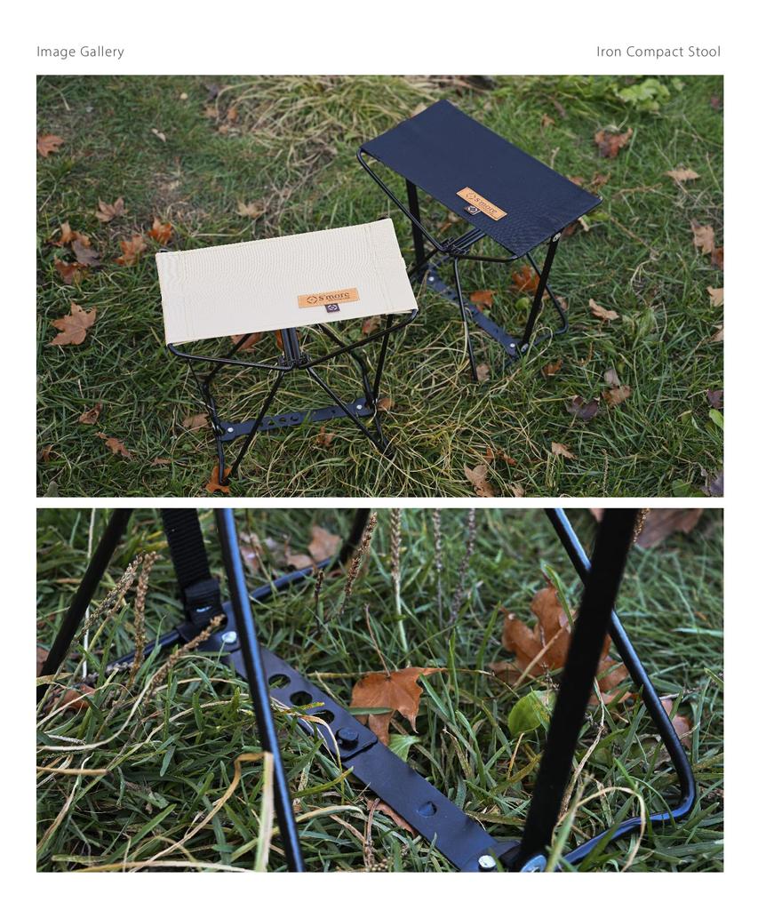 S'more Iron Compact Stool, Outdoor Camping Chair, Folding, 12.8 X 7.5 X 11.2 Inches (30 X 17.5 X 28 Cm), Includes Storage Bag (Black)