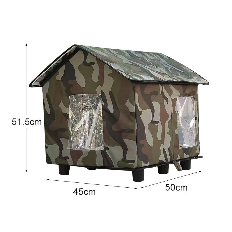 Waterproof All-Season Outdoor Cat & Dog House - Cold-Proof Oxford Cloth Shelter 45x50x51.5 cm камуфляжный