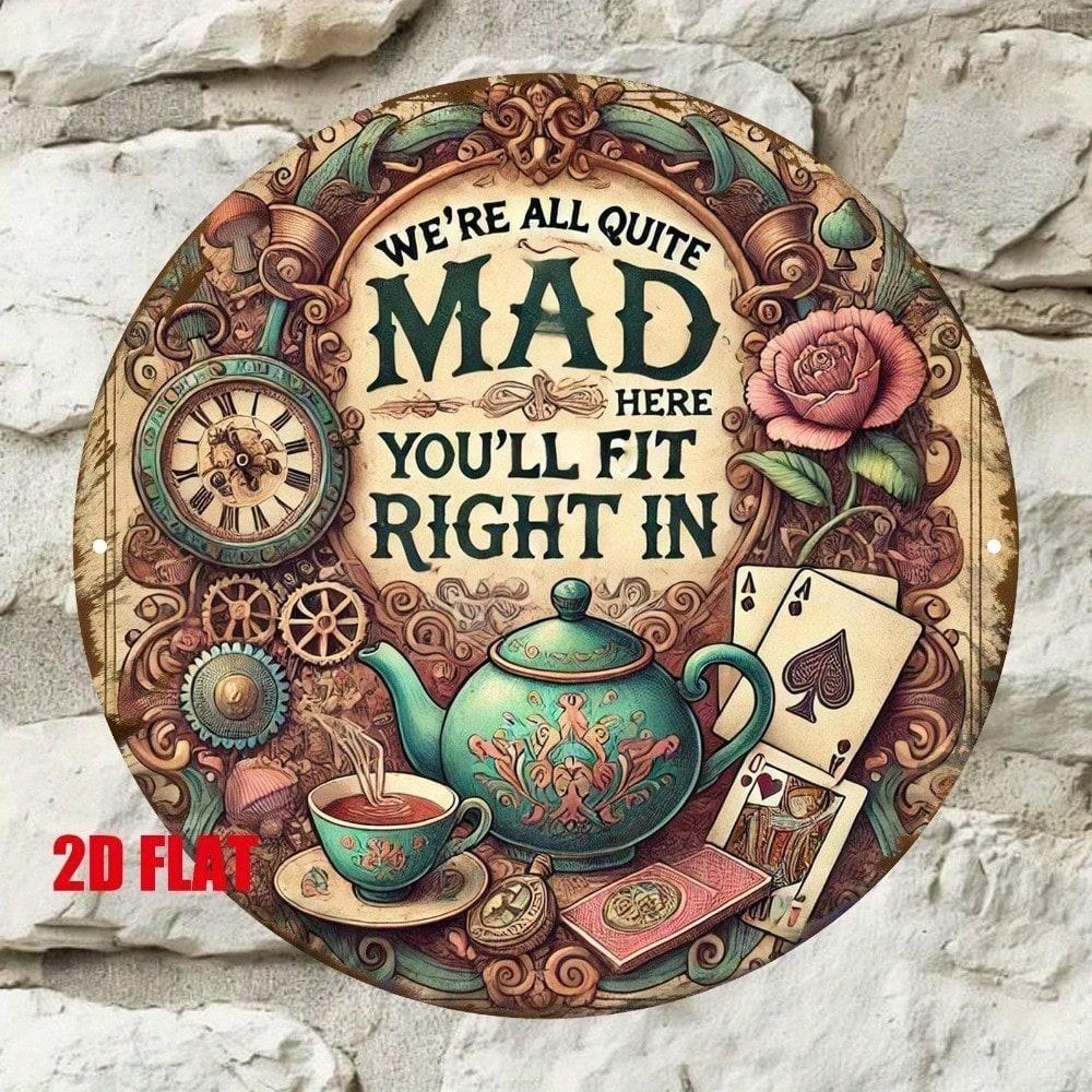 

Retro Mad Tea Room Metal Tin Sign 8x8 Inch Vintage Cafe Wall Decor Aluminum Home Kitchen Bar Plaque 20x20 різнокольоровий
