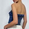 Damen Kurzes Slim Und Sexy Denim Trägerloses Top