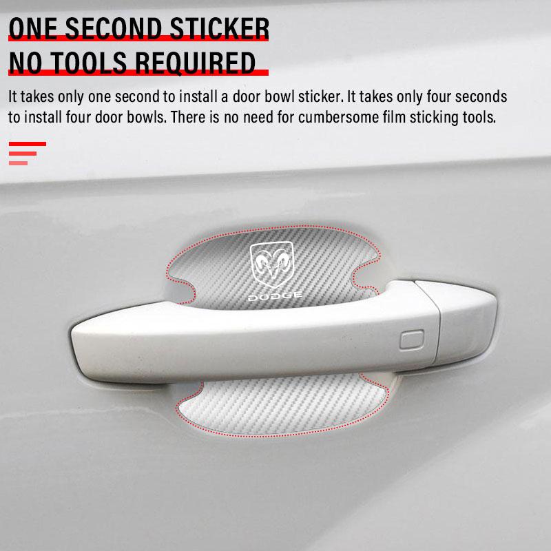 4 db/szett Autó Ajtókilincs Karcolásgátló Matrica Karbonszálas Dodge Journey Caliber Challenger Charger Ram 1500 Stratus Dart Dakota Durango