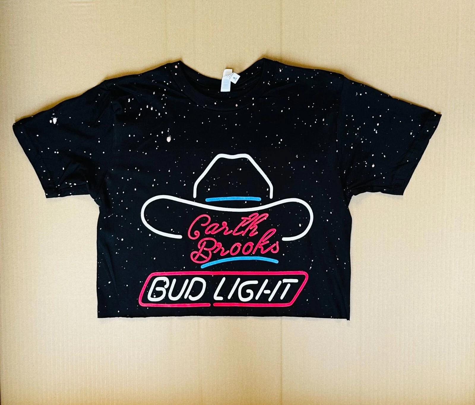 garth brooks bud light crop top tshirt bleached S
