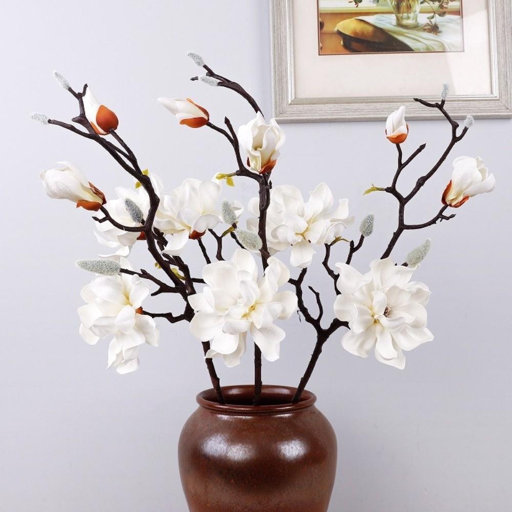 Handmade Simulation Big Magnolia Real Touch Faux Magnolia Branch  Mother's Day Gift
