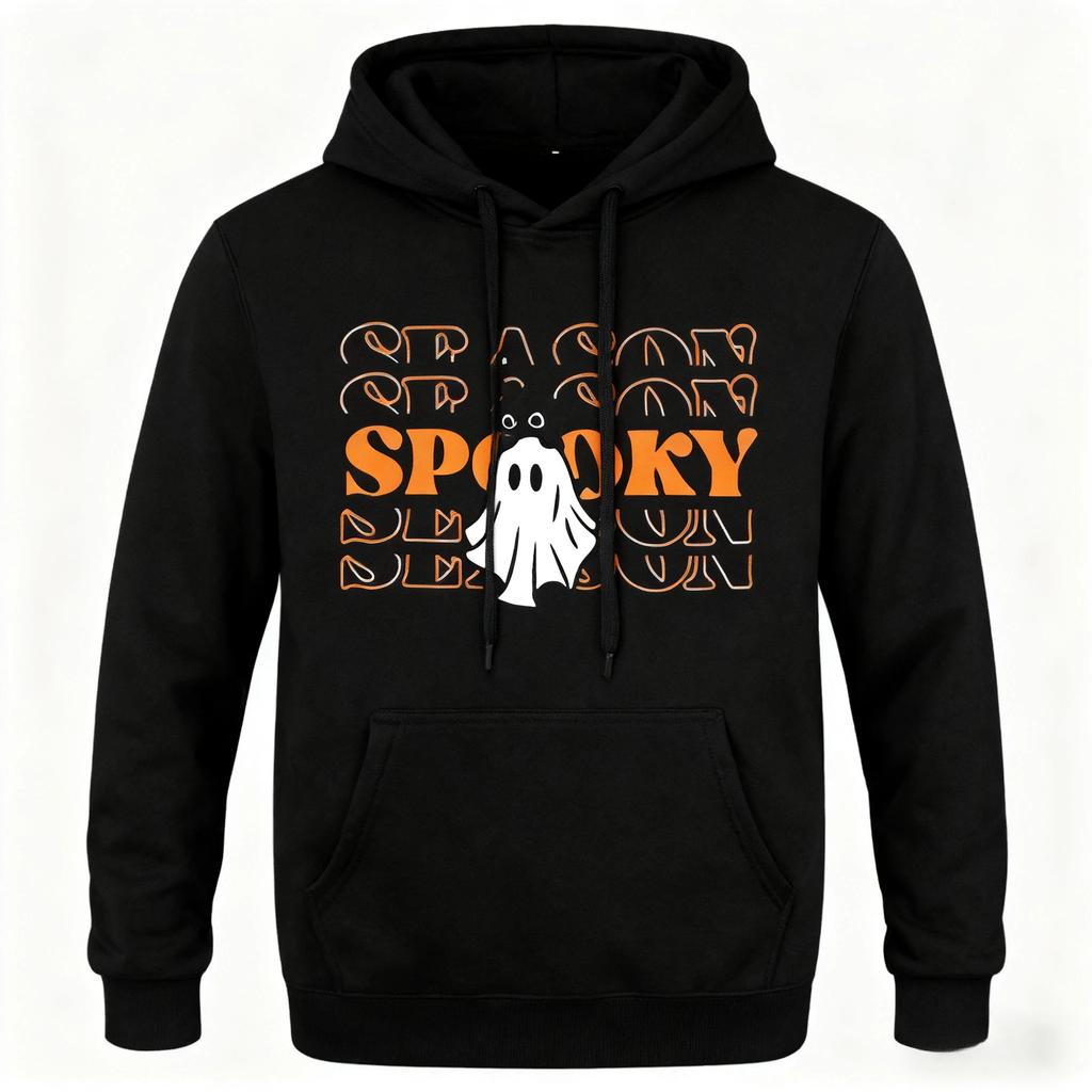 2025 Humorous Halloween Wordplay Print Sweatshirt, Witch Way To the Wine Hoodie, Spooky Fun Top for Adults Winter