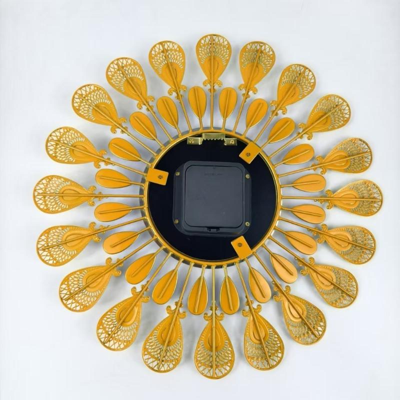 Crystal Leaves Wall Clock None-Ticking Silents Battery Operated Clocks Decorative Wall Clocks for Living Room Decors