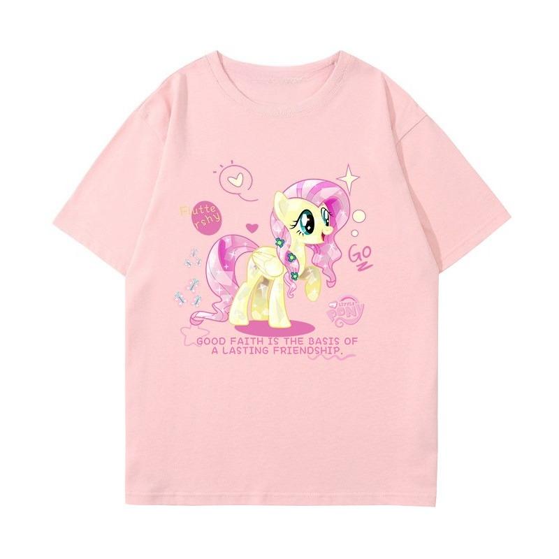 2026 Summer New Style Cotton Childrens Tshirt Cartoon Print Little Pony Bolic Family Casual Breathable ShortSleeved Shirt