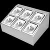 Stainless Steel 6-Compartment Condiment & Storage Station