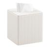 Square Striped Leather Tissue Box | Minimalist Luxury Napkin Holder | Hotel Restaurant Tissue Dispenser Bedroom & Home