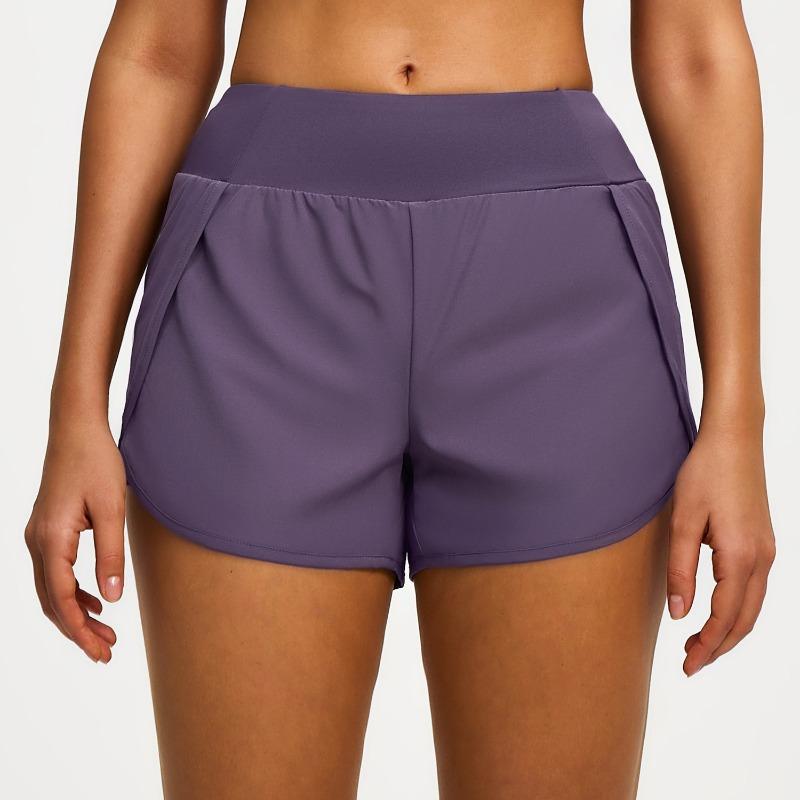 Fake Two-piece Sports Shorts Women's Anti-light Side Pockets Loose Running Fitness Yoga Shorts