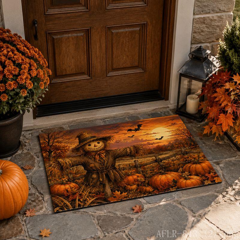 Halloween Pumpkin Ghost Door Mat Non-Slip Entry Rug Porch Party Floor Carpet Home Decor