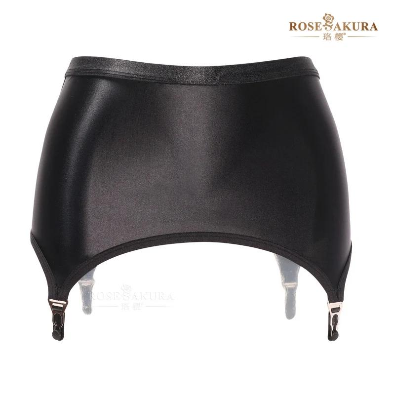 Sexy Luxury Metal Gourd Buckle Women's Oil Glossy Suspender Belts Female Elastic Garters Buttocks Skirt Underwear Sleepwear