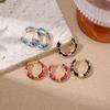 Enamel Color Flower Round Hoop Earrings for Women Fashion Gold Plated Oil Drip Vintage Earring Trendy Statement Jewelry Gift