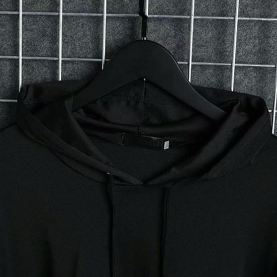 Men Sweatshirt Hip Hop Long Sleeves Youthful Cool Warm Strap Decor Letter Print Hooded Elastic Cuff Autumn Hoodie Daily Garment