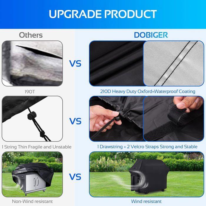 Housse de barbecue - dobiger - oxford - 147x61x122 cm - anti-uv - imperméable - anti-vent