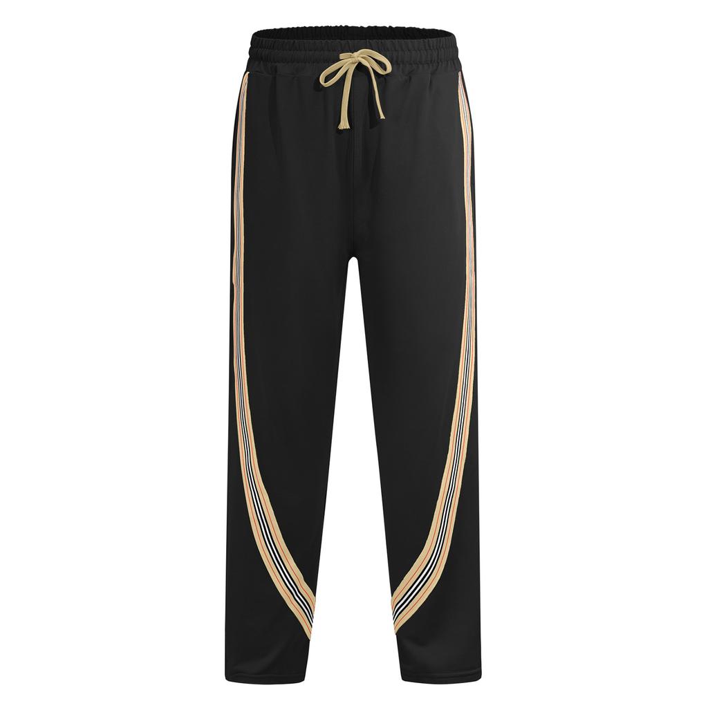 Men's Striped Athletic Sweatpants Loose Fit Straight Leg Track Pants with Elastic Waistband and Drawstring for Casual Wear