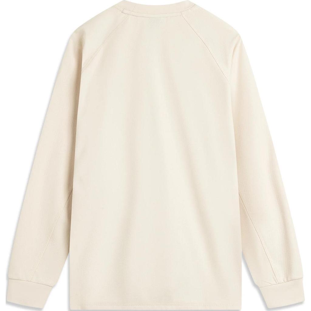 Li-Ning Anti-Five Series Letter Round Neck Comfortable Breathable Versatile Long Sleeve T-Shirt Men Tops Rock-White Gray ATLU137-2