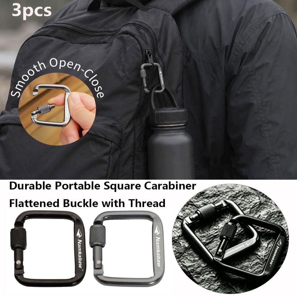 3pcs Durable Square Carabiner Portable Snap Clip Hook New Outdoor Camping Hiking Keychain